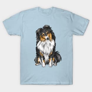 Sheltie | Shetland Sheepdog | Tricolour | Cute Dog Art T-Shirt